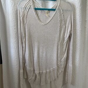 We The Free Cream Waffle Knit Long Sleeve Top